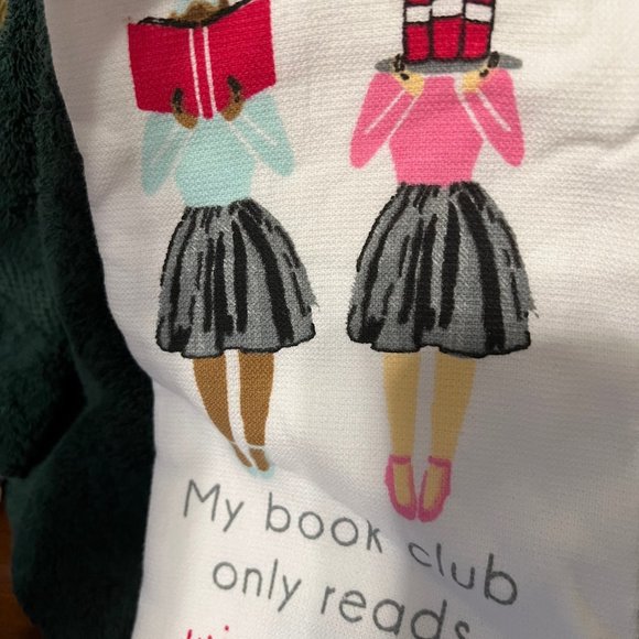 Kitchen towels, (2) book club only reads wine labels - Picture 2 of 5